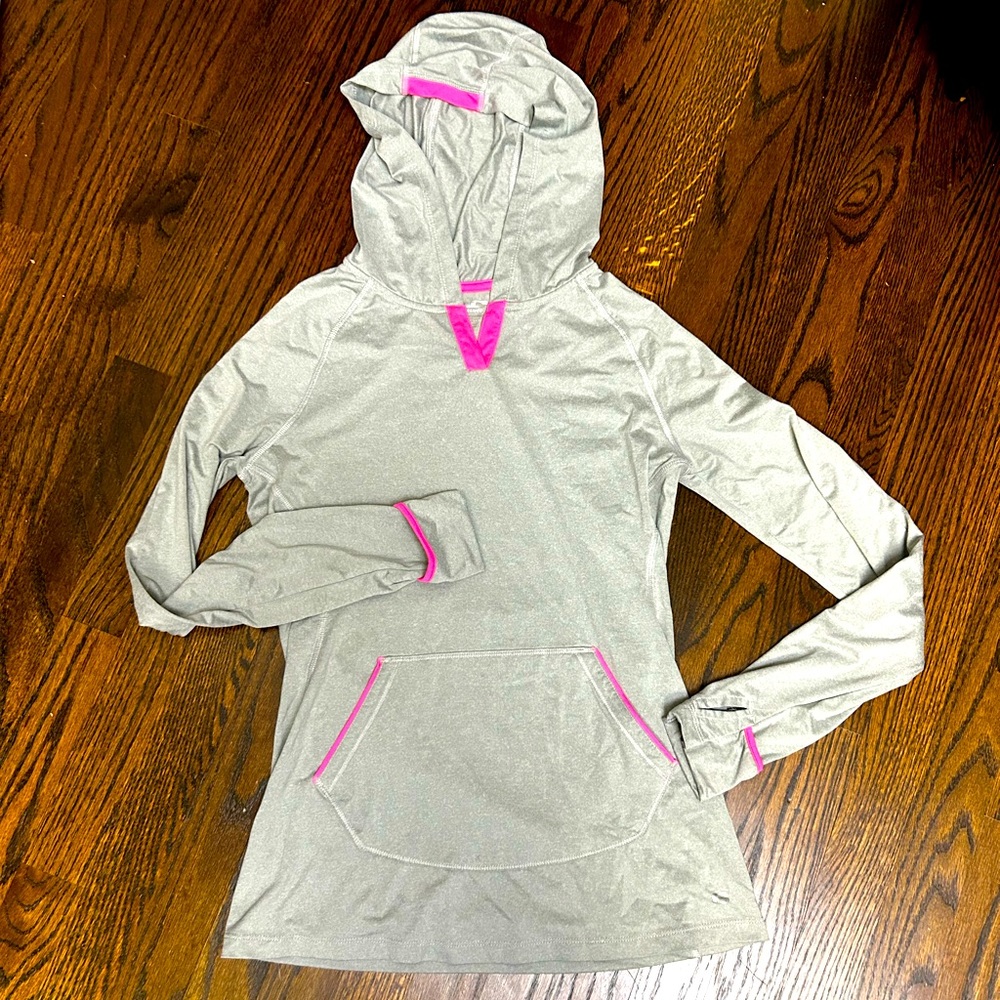 Worn once! Layer 8 performance fitted hoodie with thumb holes/hand warmers.